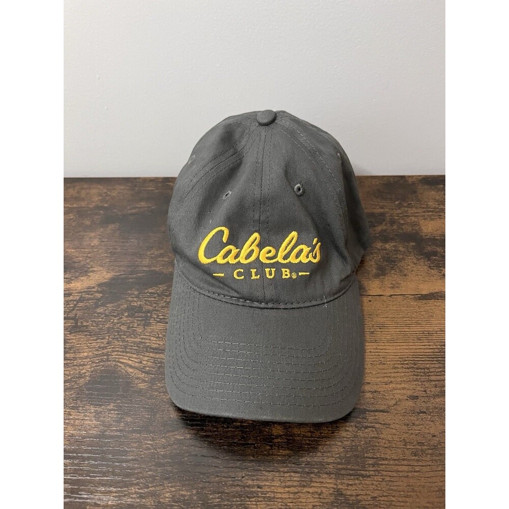 Cabela’s Club Embroidered Baseball Cap Hat Gray Canvas Strapback Adjustable OS